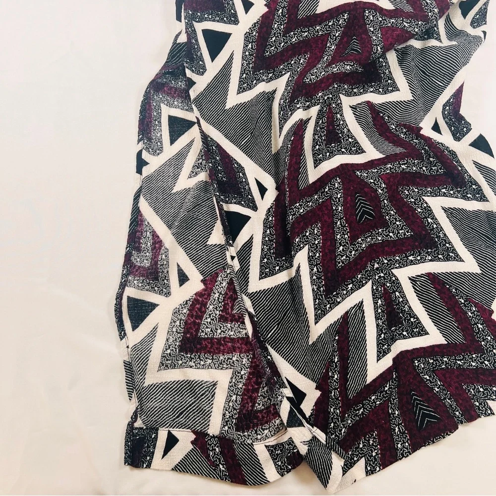 Free People Geometric Print Maxi Dress in Black, White, Burgundy